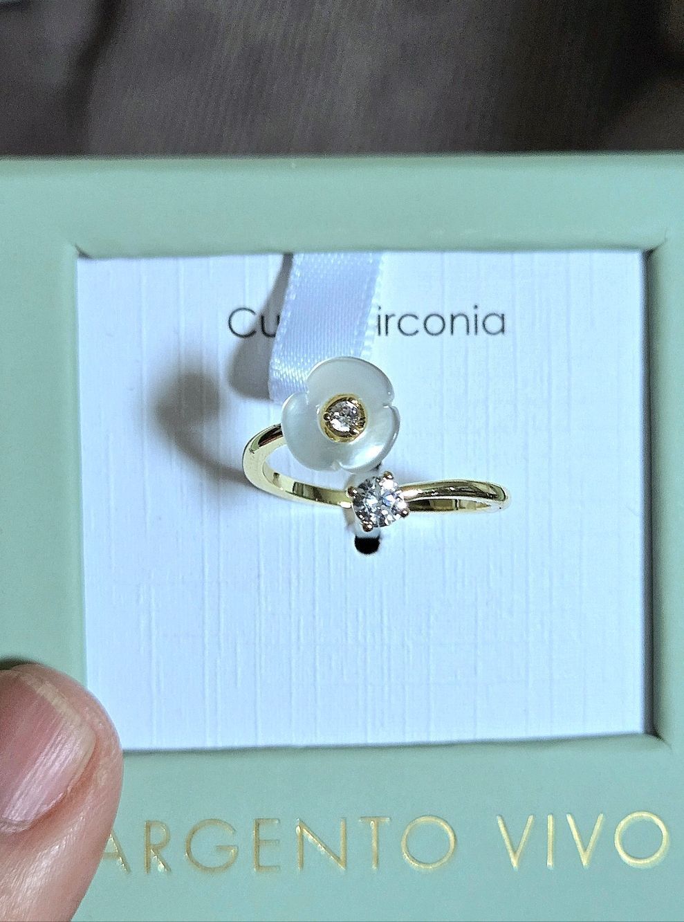 Argento Vivo Flower and Cubic Zirconia Bypass🔁 Ring💍